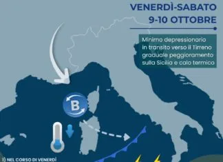 Sicilia: perturbazione in arrivo tra venerdì e sabato con temporali e piogge più diffuse, correnti fresche e calo termico nel weekend