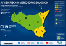 Meteo Sicilia: bollettino di allerta meteo per domani, lunedì 19 ottobre 2026 Mappa allerta meteo Sicilia per lunedì 19 ottobre 2026: allerta gialla per rischio idrogeologico e rischio temporali
