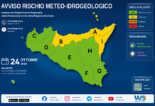 Meteo Sicilia: bollettino di allerta meteo per domani, sabato 24 ottobre 2026 Mappa allerta meteo Sicilia per sabato 24 ottobre 2026: allerta gialla per rischio idrogeologico e rischio temporali