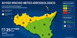 Meteo Sicilia: bollettino di allerta meteo per domani, domenica 25 ottobre 2026 Mappa allerta meteo Sicilia per domenica 25 ottobre 2026: allerta gialla per rischio idrogeologico e rischio temporali