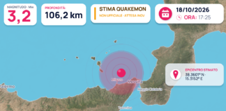 Stima automatica QuakeMon: possibile terremoto Mw 3,2 QuakeMon: stima automatica non ufficiale, evento 38607; magnitudo e posizione possono essere riviste