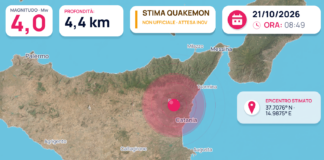 Stima automatica QuakeMon: possibile terremoto Mw 4,0 QuakeMon: stima automatica non ufficiale, evento 40286; magnitudo e posizione possono essere riviste