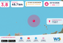 Stima automatica QuakeMon: possibile terremoto Mw 3,8 QuakeMon: stima automatica non ufficiale, evento 41110; magnitudo e posizione possono essere riviste