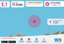 Stima automatica QuakeMon: possibile terremoto Mw 3,1 QuakeMon: stima automatica non ufficiale, evento 41835; magnitudo e posizione possono essere riviste