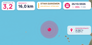 Stima automatica QuakeMon: possibile terremoto ML 3,2 QuakeMon: stima automatica non ufficiale, evento 42958; magnitudo e posizione possono essere riviste