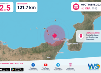 Terremoto M2,5 – Costa Siciliana nord-orientale (Messina) – dati INGV