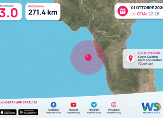 Terremoto M3,0 – Costa Calabra nord-occidentale (Cosenza) – dati INGV