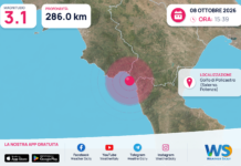 Terremoto M3,1 – Golfo di Policastro (Salerno, Potenza) – dati INGV