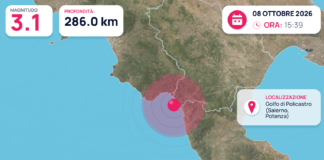 Terremoto M3,1 – Golfo di Policastro (Salerno, Potenza) – dati INGV