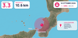Terremoto M3,3 – Costa Calabra sud-occidentale (Catanzaro, Vibo Valentia, Reggio di Calabria) – dati INGV