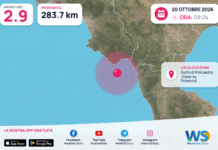 Terremoto M2,9 – Golfo di Policastro (Salerno, Potenza) – dati INGV